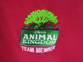Vintage Walt Disney Animal Kingdom Cast Member Polo Red Collared Shirt Adult XL - $36.57