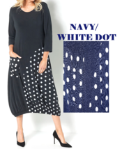 Truth + Style Knit Dress With Polka Dot Panel Dot Panel- NAVY/WHITE Dot, Large - £15.79 GBP