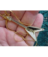 (M-304-G) GIBSON FLYING V Guitar Pendant NECKLACE Jewelry guitars pick 1... - £19.41 GBP