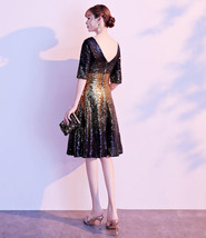 Black Gold Sequin Midi Dress Women Short Sleeve Plus Size Sequin Midi Dress image 8