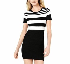Crave Fame Junior Womens L Black White Striped Ribbed Knit Sweater Dress... - £10.85 GBP