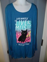 Justice Blue Late Nights & Live Music Long Sleeve Shirt Size 12 Girl's EUC - $17.52