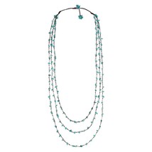 Blue Reconstructed Turquoise Triple Strand Long Necklace - £13.91 GBP