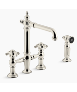 New Vibrant Polished Nickel Artifacts Two-hole bridge kitchen sink fauce... - $14,911.55 MXN