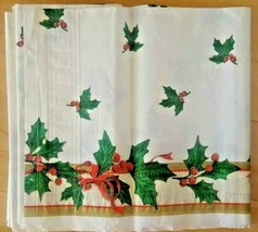 NEW Vintage Tablecloth Christmas Poinsettia Cover By C.A. Reed 56&quot;x 105&quot; - $14.85