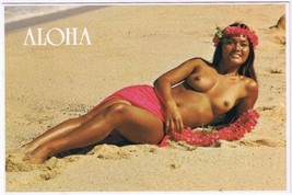 Postcard Aloha Lovely Hawaiian Maiden On A Sunny Island Beach Risque - £7.75 GBP