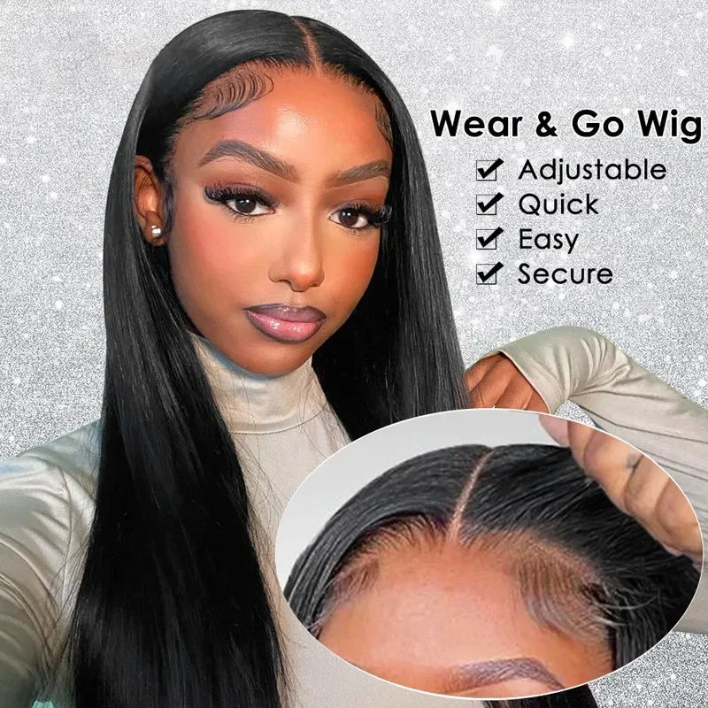 Glueless Wig Human Hair Ready To Wear 4x4 Straight Lace Closure Wig Gluele - £64.72 GBP+