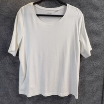 Chicos Shirt True Color Tee Womens 3 White Ivory  Short Sleeve Cotton Ca... - £11.70 GBP