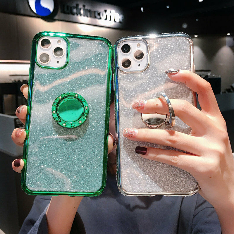 For iPhone 12 Pro Max 11 XS XR 6 7 8 Girl's Women Diamond Case Cover with Holder