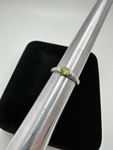 Vintage Sterling Silver Peridot Ribbed Ring Signed ALX Size 6 - $26.93