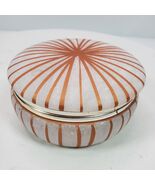 Vintage 1980s Trinket Box w/ Lid 4x2 Inch Gold White Stripes Resin - $333.83 MXN