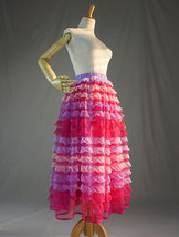 Pink Red Tiered Tulle Skirt Outfit Women Custom Plus Size Tulle Midi Skirt image 9