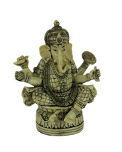 Zeckos Lord Ganesha Sitting On Lotus Flower Holding Sacred Objects Statue - £15.12 GBP