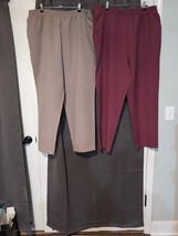 Alia Pants Red &amp; Khaki Pull On Cropped Capri 18 Summer Casual Lot of 2 *# - $10.89