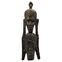 African Wood Carving Totem Handmade Faces Hanging Tribal Ethnic - £28.56 GBP
