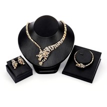 Exquisite Dubai Gold Tiger Crystal Jewelry Set Wholesale Luxury Nigerian Woman W - £27.96 GBP
