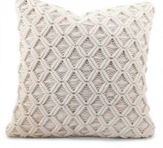 Boho Cotton Off White Macrame Sofa Cushion Pillow Cover 16 Inch - set of 2 - £30.63 GBP