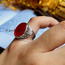 Carnelian Gemstone Ring For Men | 925 Sterling Silver Ring | Turkish Handmade Si - $71.99