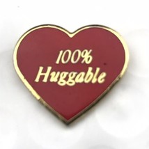 Heart Shaped Pin Vintage Brooch 100% Huggable Gold Tone Red Enamel - £9.79 GBP