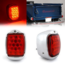 Red LED Tail Brake Light Lens w/ Chrome Housing Pair for 1940-53 Chevy GMC Truck - £106.94 GBP