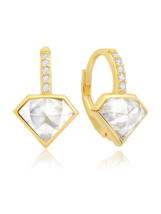 Authentic Crislu Diamond Shape Pave Leverback Earrings in Gold - £87.98 GBP