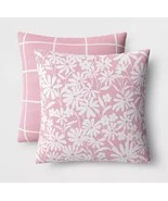 Room Essentials 2pk Pink Daisy Grid Printed Cotton Square Throw 16X16&quot; P... - $23.75