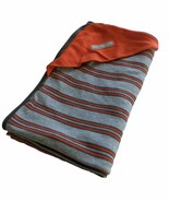 Baby Eddie Bauer Orange Gray Striped Boys Blanket Hood Corner Reversible... - €17,34 EUR