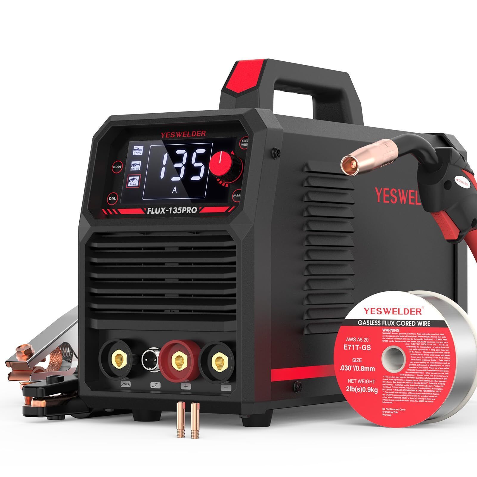 YESWELDER 135Amp MIG Welder110V Flux Core Welder Flux MIG/Lift TIG/Stick... - $219.06