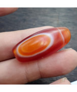 Vintage Himalayan Tibetan Red Agate Natural Eye Pattern, Talismano prote... - $58.13