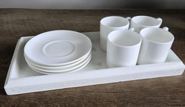 Nevaeh White By FITZ AND FLOYD 8 Pc Fine Bone China Espresso Cups/Saucer... - $34.64