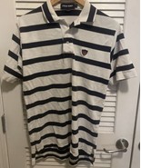 Polo By Ralph Lauren Shirt Mens M Wide Blue And White Striped Short Sleeve - $33.85 CAD