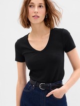 GAP Modern V-Neck T-Shirt Top Short Sleeve Pima Cotton White or Black NÉW XS-XL - £15.93 GBP