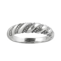 Enticing Diagonal Twist Spiral .925 Sterling Silver Ring-6 - £13.69 GBP