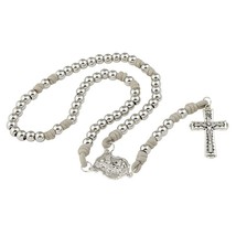 St. Michael Paracord Rosary Tan Durable 8mm Stainless Steel Beads Catholic - £14.93 GBP