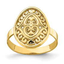 14k Oval Shield w/ Double Hearts Ring R755 - £263.55 GBP