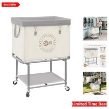 Compact 29-Gallon Laundry Basket with Wheels - Easy Mobility and Stylish... - $107.86