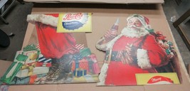 Rare1950s Pepsi Cola Holidays Merry Christmas Cardboard Sign Santa  - £436.14 GBP