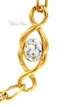 Napier Vintage Necklace Large Crystals With Gold Chain Links Designer Signed - £33.67 GBP
