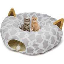 Cozy Hideaway: Fun Plush Cat Tunnel &amp; Bed - £39.95 GBP