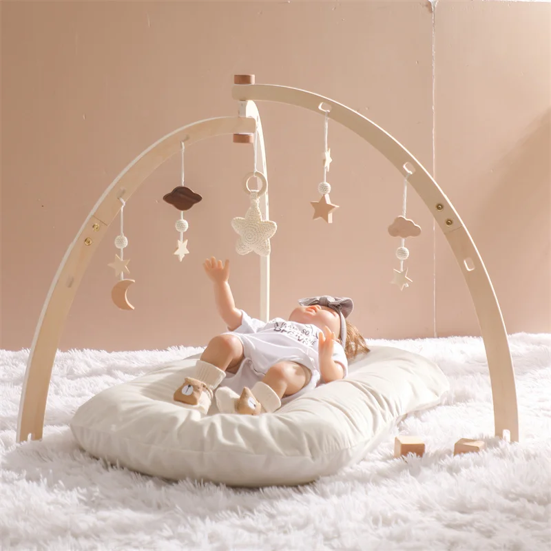 Baby Wooden Gym Frame Splint Triangle Newborn Activity Gym Frame Star Cloud - £11.22 GBP+