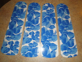 Custom Design Royal Blue Floral Rose Toile Flowers Ceiling Fan W/Light - $104.99