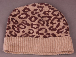 Cheetah Print Winter Hat-Super Soft-Brown-Toque-Benie-Animal Print-Cuff-Knit - £11.19 GBP