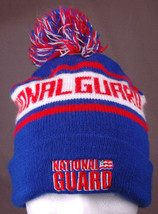National Guard Winter Hat-Red White Blue-Toque-Benie-Cuff-Knit-Striped-Embroider - £22.53 GBP