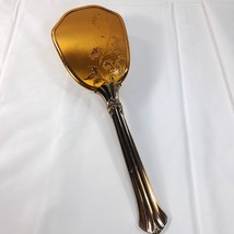 Vintage vanity hair brush gold tone floral flowers embossed art deco Nou... - $23.00
