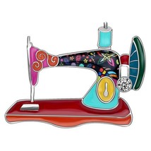 Bonsny Enamel Alloy Rhinestone Sewing Machine Brooches Pin Jewelry For Women Gir - £30.61 GBP