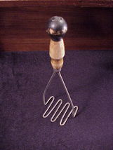 Vintage Old Potato Masher, with Black Painted Wooden Handle, Wood - £7.86 GBP