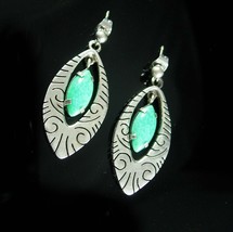 Vintage sterling earrings southwest teardrop 925 silver jewelry pierced ... - £60.27 GBP