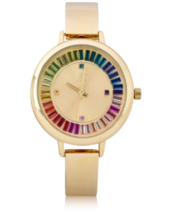 I.N.C. Women&#39;s Gold-Tone Bangle Bracelet Sunray Crystal Accents Dial 36mm Watch - $35.00