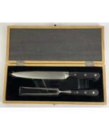 Martha Stewart 2 pc set with 8&quot; Santoku Knife &amp; Carving Fork w Wood Case... - $565.28 MXN