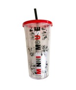 Disney 22 oz Minnie Mouse Clear Double Wall Travel Tumbler With Straw NWT - $23.38
